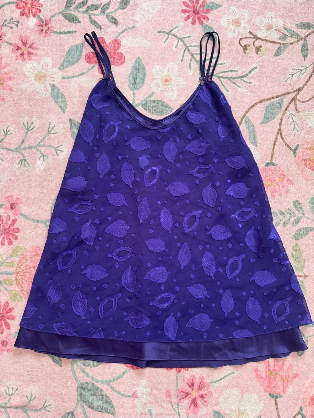 Vintage WhimsyGoth Women's Grape Purple Leaf-Pattern Layered Fall Slip Dress